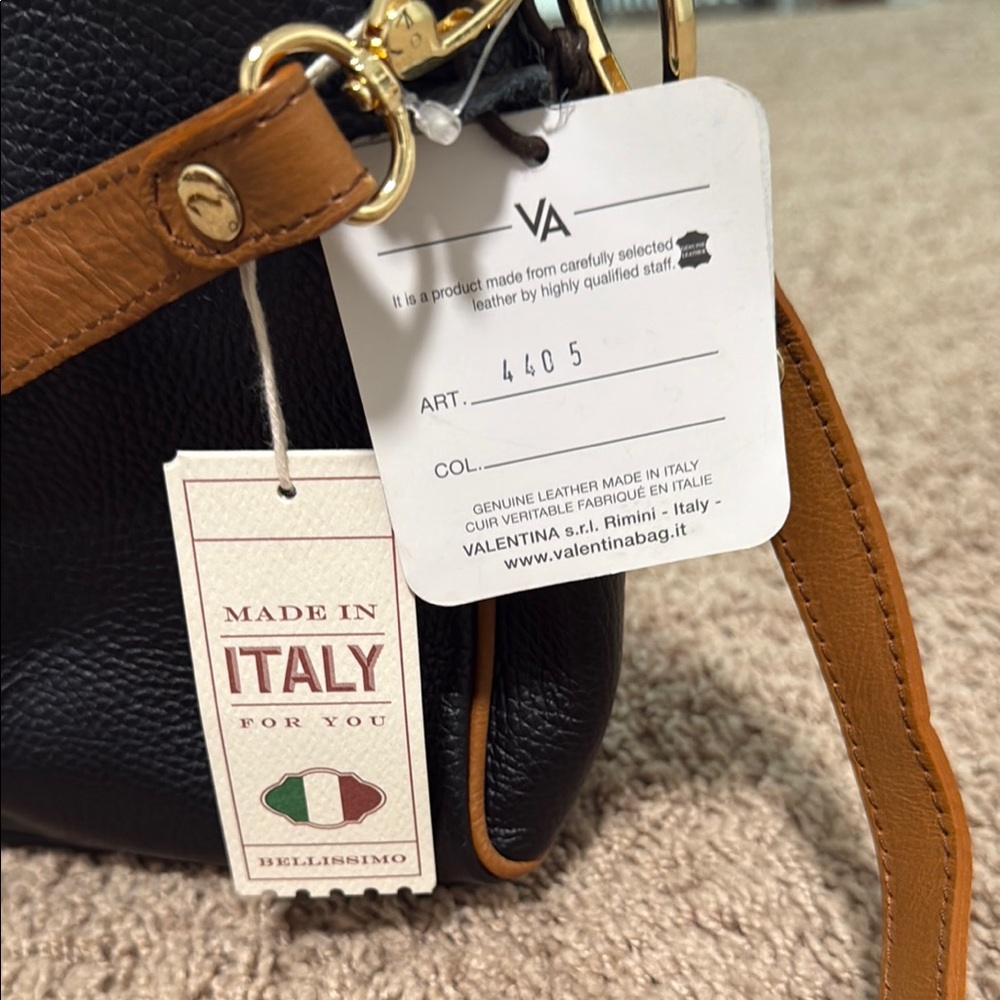 Valentina Black and Tan Crossbody Bag with Structured Silhouette - Picture 2 of 5